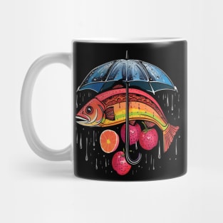 Salmon Rainy Day With Umbrella Mug